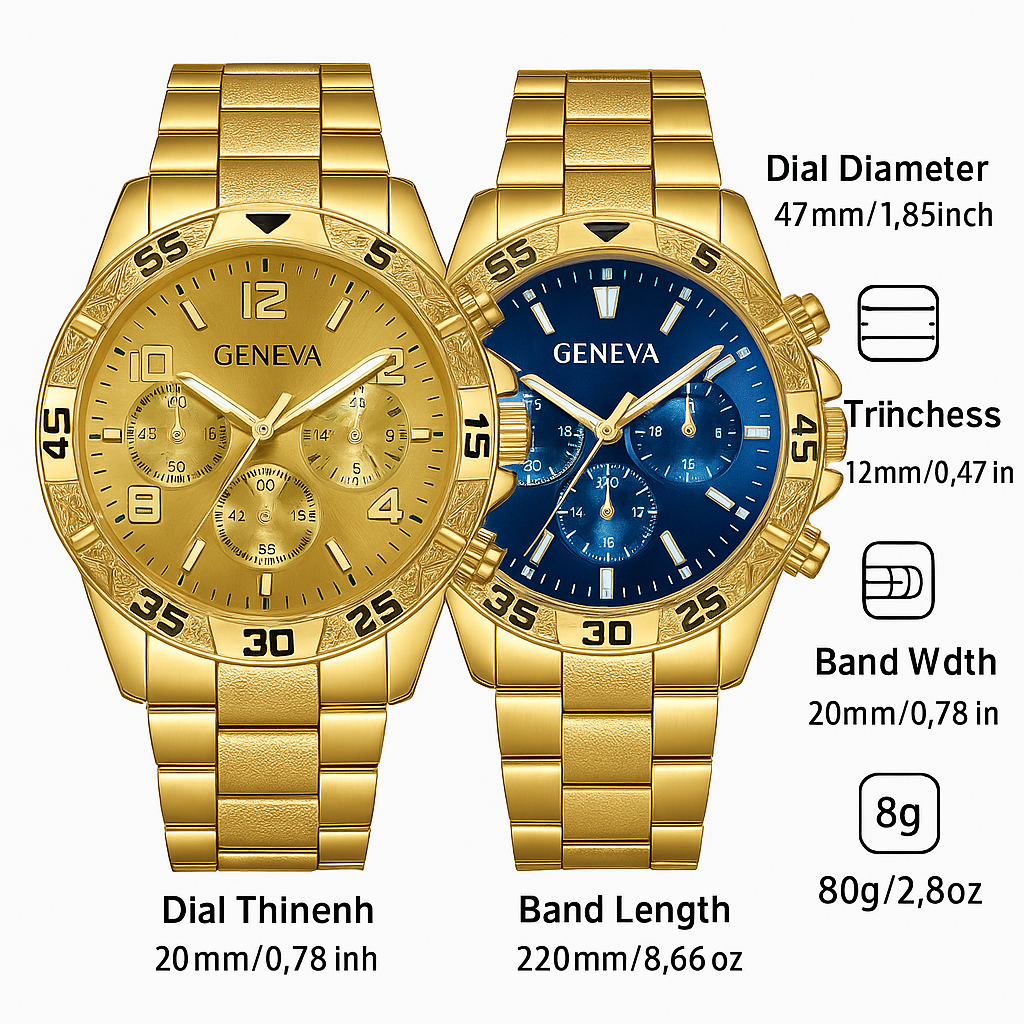 2pcs men fashionable Geneva watch