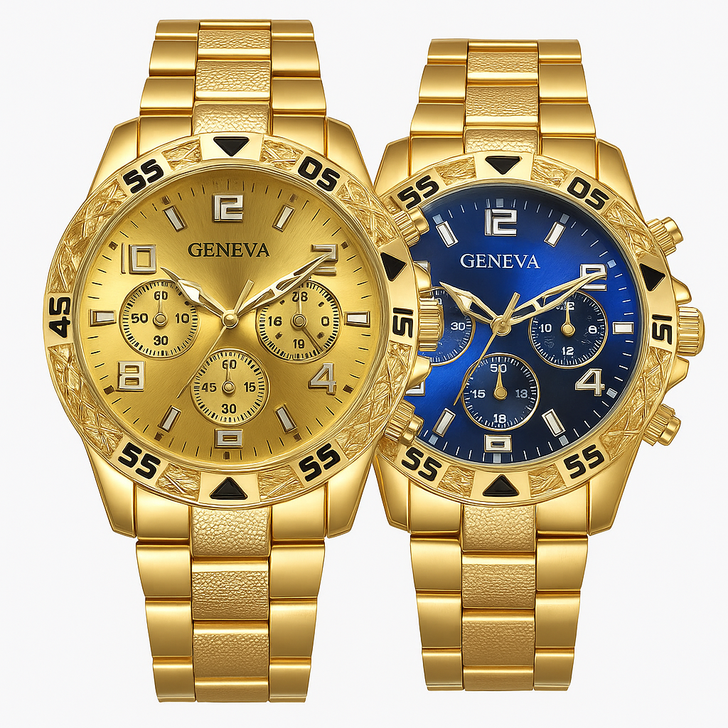2pcs men fashionable Geneva watch